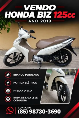 HONDA BIZ 125CC ANO 2019