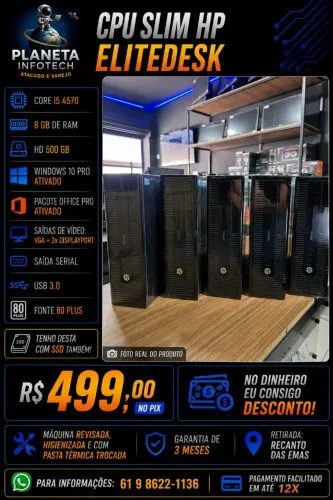 CPU Slim HP EliteDesk core i5 4570 com 8gb de ram + HD 500gb ( com garantia )