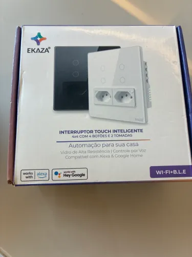 Interruptor inteligente Touch 4x4 com 2 tomadas e 4 botões 