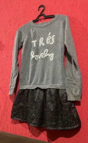 Vestido cinza de frio menina