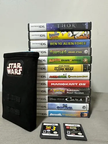 ? NINTENDO DSi AZUL + 14 JOGOS ORIGINAIS(Pokémon Pearl Version) + CAPA STAR WARS