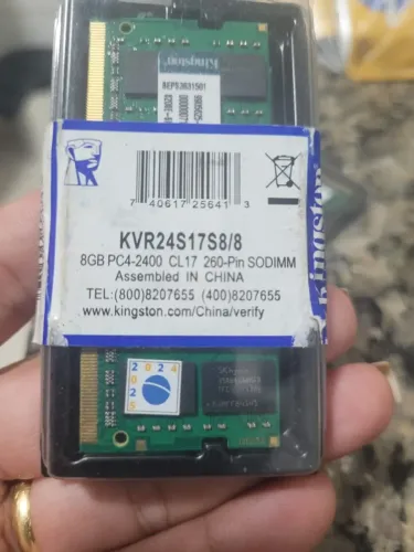 Memória Notebook Ddr4 8gb 2400mhz Kingston Kvr24s17s8/8 Cl17