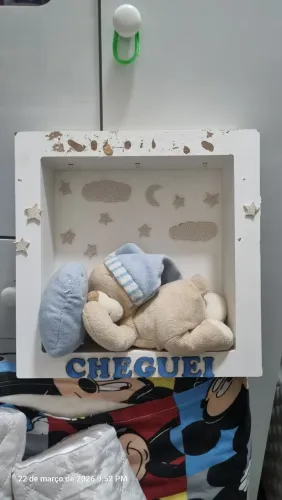 Nicho em MDF para quarto de Bebê com led acima do urso