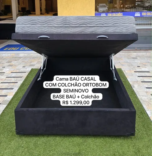 Cama Baú CASAL com COLCHÃO ORTOBOM SEMINOVO - ENTREGO 