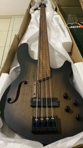 Contrabaixo Cort B4FL MHPZ Fretless 4 Cordas - Open Pore Trans Black Burst