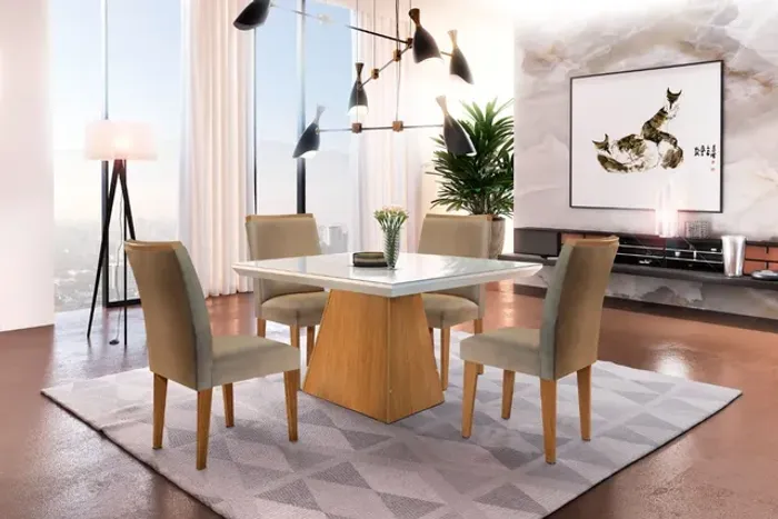 Conjunto de mesa de 4xcadeiras montagem grátis valor 1399,00
