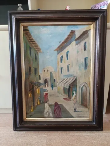 Quadro pintura 90cm x70cm moldura madeira