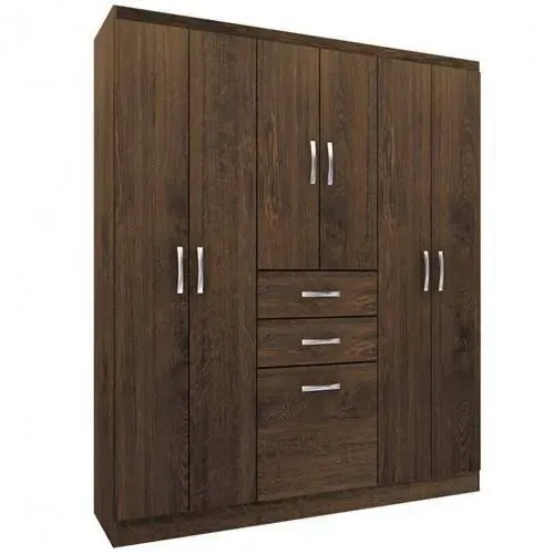 Guarda Roupa Casal 6 Portas Marrom 