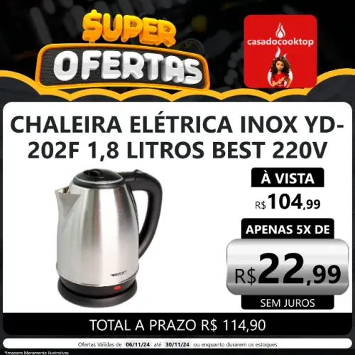 Chaleira Best 1,8L Elétrica Inox 220V YD-202F