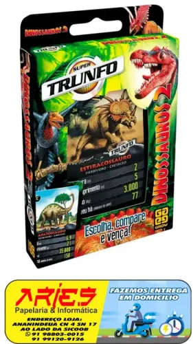 jogo de cartas super trunfo dinossauros 2 grow
