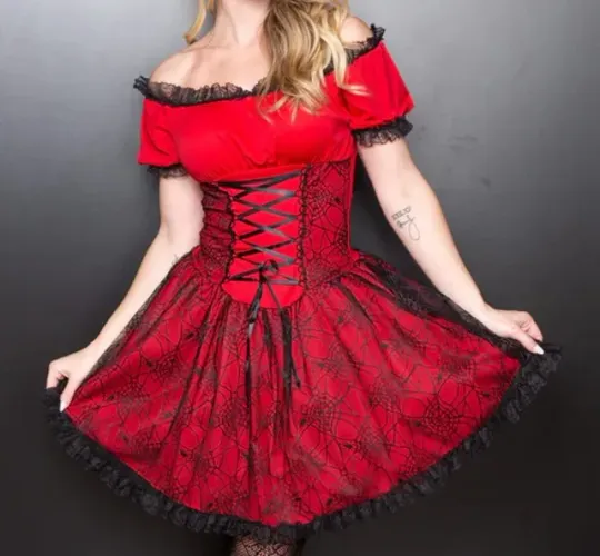 Vestido fantasia Chapeuzinho Vermelho Vampira Bruxa Gótico Halloween