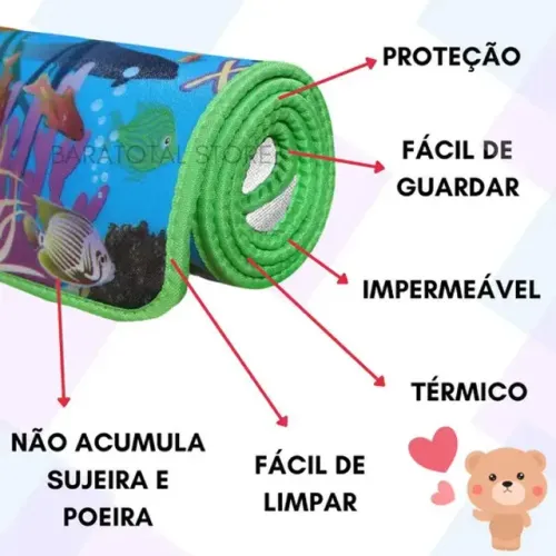 Tapete Infantil  Atividade 90cmx150cm Cd-362 Termico-fundo Do Mar
