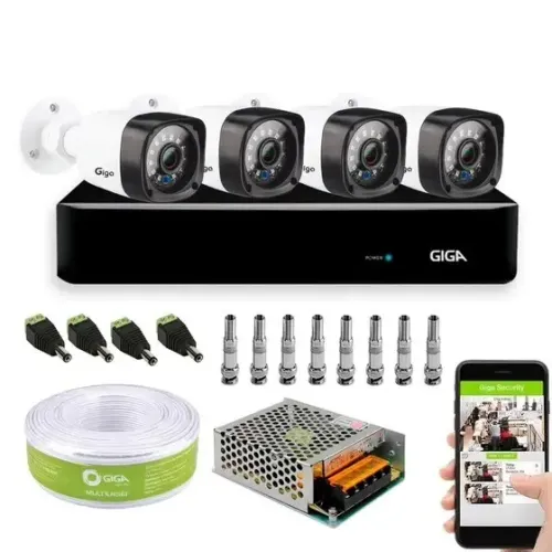 Kit giga segurity 4 câmeras bullet ou dome