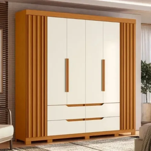 Guarda Roupa Doble Casal Ripado 6 Portas 4 Gavetas Albatroz