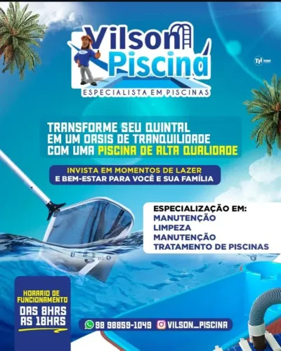 Tratamento e limpeza de piscinas.