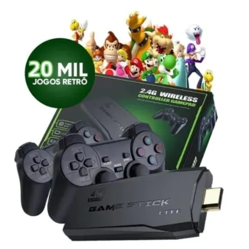 Video game Stick 4K com 20000 Jogos 2 Controles Sem Fio Console Portatil Jogos Retro Video