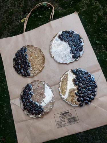 Porta copos padrão luxo arte resina a pronta entrega ou encomenda com sua cor preferida