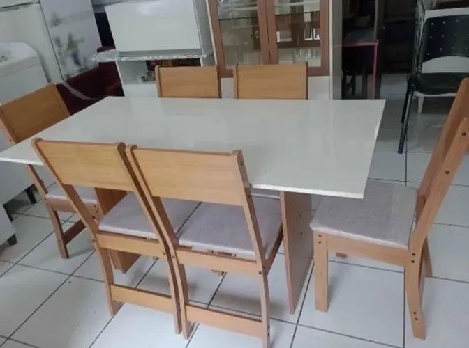 Mesa de Jantar 1,50m Conjunto 6 Cadeiras (Novo) Entrega Grátis!