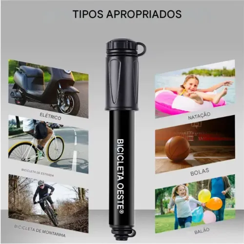 Mini Bomba de Ar West Biking - Liga de Alumínio, Schrader e Presta, 100 PSI, MTB, Ciclismo