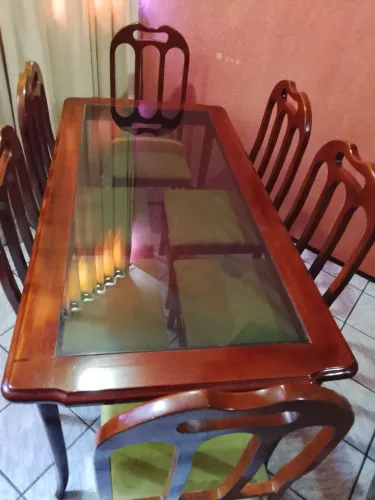 Conjunto de Mesa Madeira de lei nunca reformado todo original até os assentos relíquia def