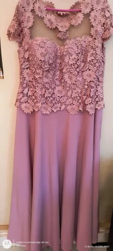 Vestido Madrinha Rosé Renda e Tule Ilusão PLUS SIZE