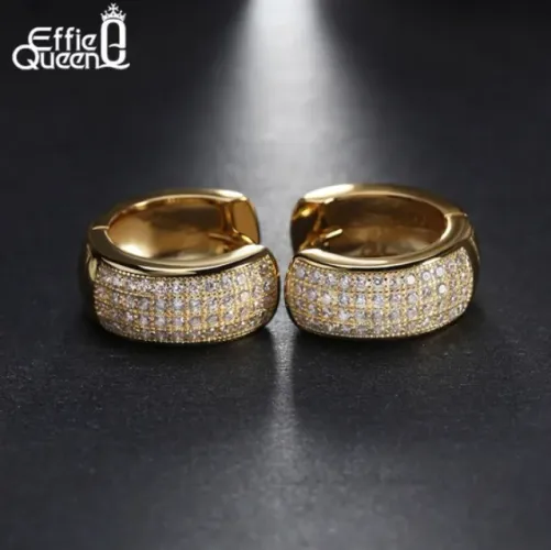 Brinco dourado banhado à ouro de luxo bronze feminino