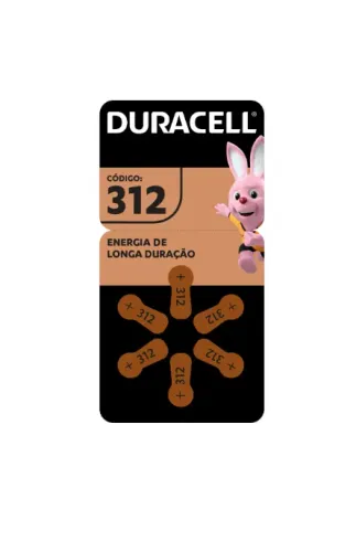 PILHA 312 APARELHO AUDITIVO DURACELL COM 6 PILHAS