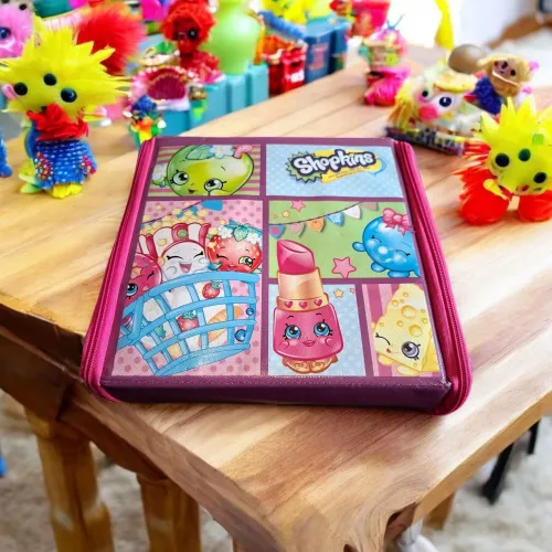 +80 peças em Estojo Cenário Shopkins com alça e zíper (cestas, caixinhas, acessórios...)
