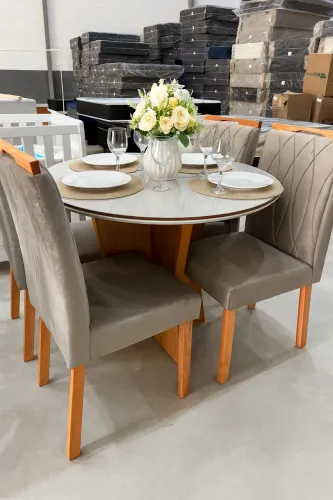 Mesa de Jantar Redondo 4 Cadeiras NOVO PRONTA ENTREGA