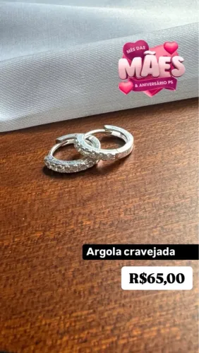 Argolas Cravejadas em Prata - Brincos
