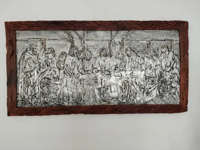 Quadro Santa Ceia Madeira Demolição Jesus e os Doze Apóstolos