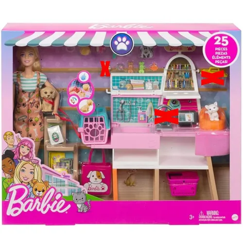 Boneca Barbie Pet Shop - 21 Peças original da Mattel 