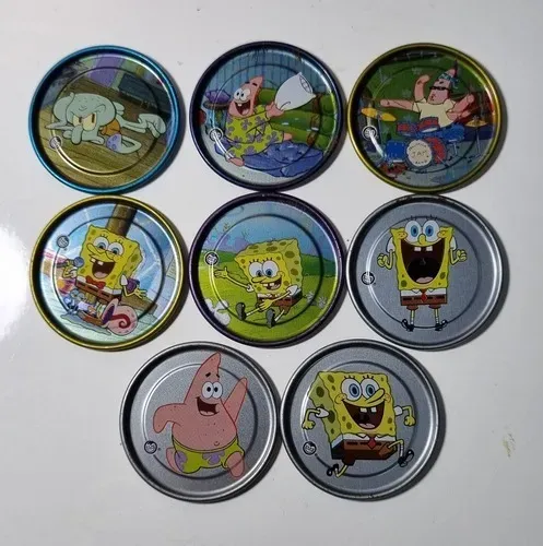 Kit Com 8 Tazos Metálicos Bob Esponja