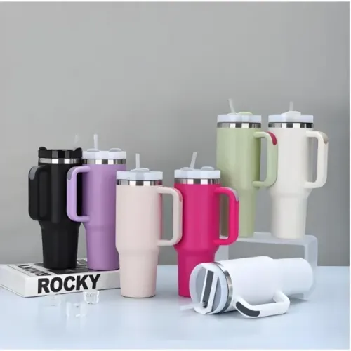 Lacrado Copo Caneca Térmica 1200ml com Canudo e Tampa Branca