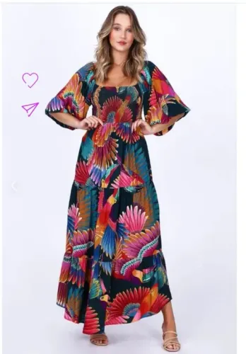 Vestido longo novo farm, frescor tucano, p