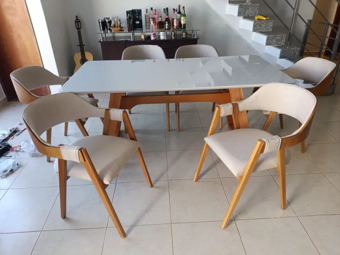 Mesa de Jantar Moderna com 6 Cadeiras costa ricca