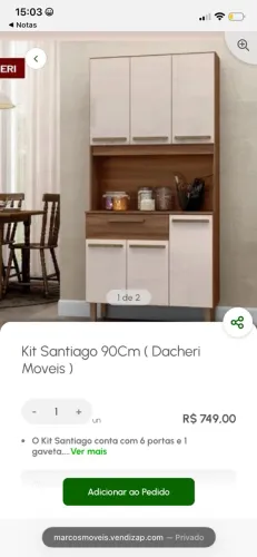 ARMÁRIO NOVO $704 À VISTA