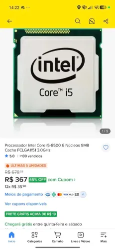 Processador intel amd lista. i5 i7  * 10500 8500 vários 