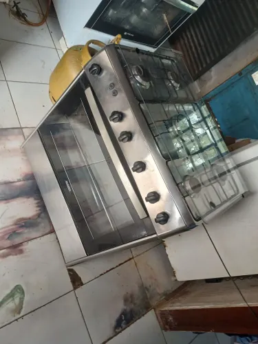Fogão acendimento automático inox acendimento automático funcionando tudo entrego
