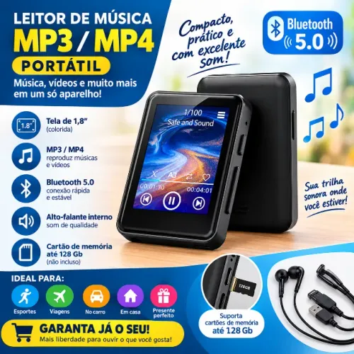 MP3/MP4 Player portátil bluetooth 5.0 Rock Star