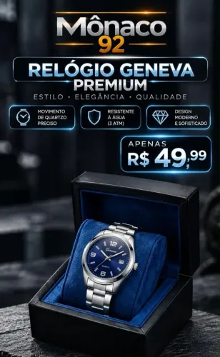 Relógio Quartzo Azul Inoxidável