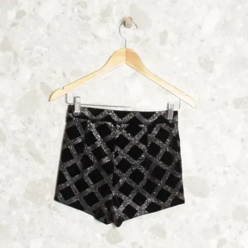 SHORTS VELUDO PRETO BRILHO P
