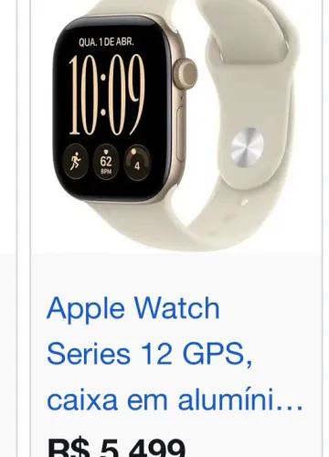 Apple Watch Series 12 light gold lançamento novo