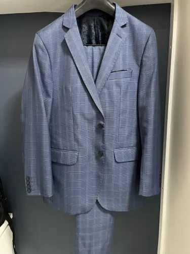 Terno angelo campana slim azul riscado 44/50 tam m