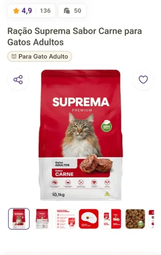 Ração Suprema Premium Sabor Carne para Gatos Adultos