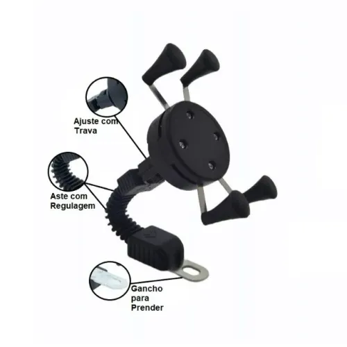 Suporte Aranha Universal para Moto com Base Ajustável 