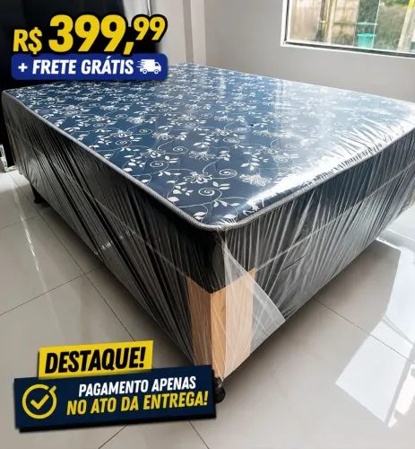 Cama box casal - Conjugada ( 14cm de Espuma )