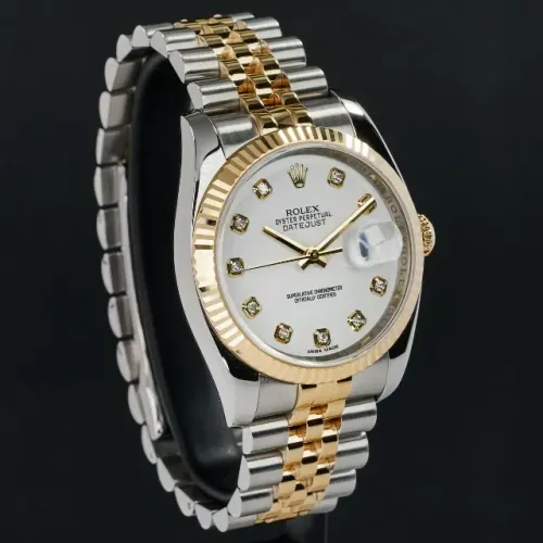 Rolex Date Just Branco Diamond 36mm Femenino  Eta 3035 Automático