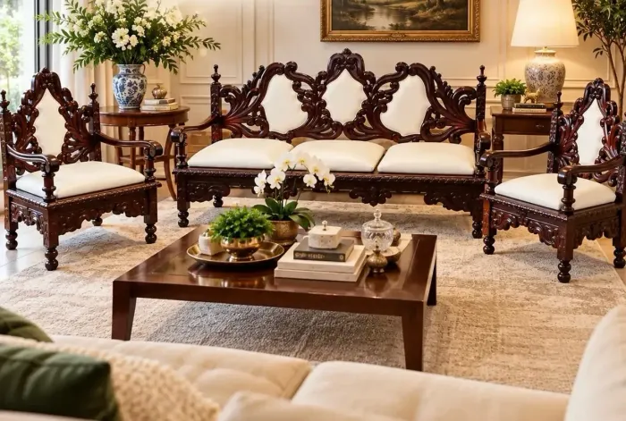 Conjunto de sofá em jacarandá 