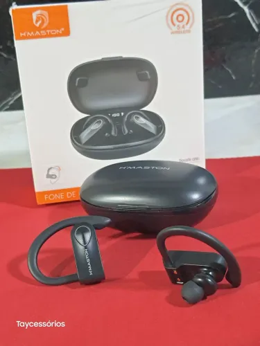 FONE HMASTON TWS COM ALÇA PARA ORELHA CONEXÃO BLUETOOTH 5.4 E ATÉ 15 HORAS DE REPRODUÇÃO